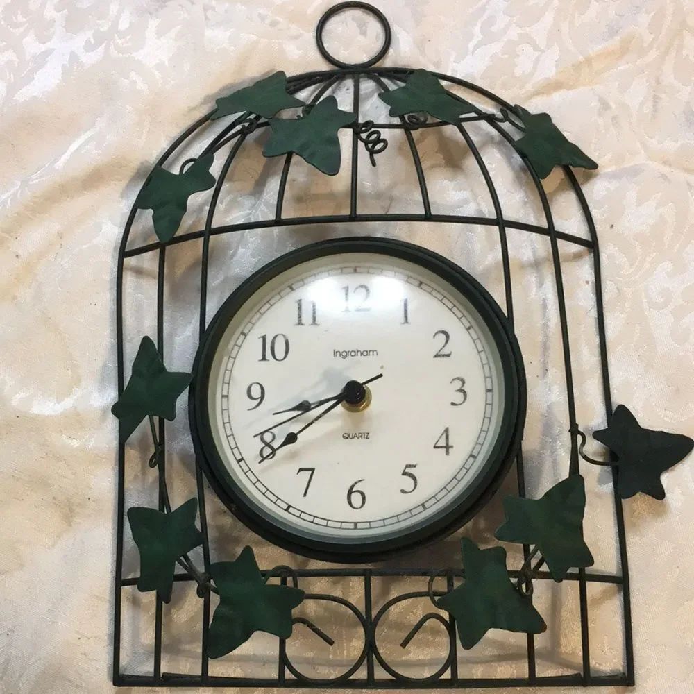 Vintage Birdcage Ingraham Quartz Wall Mantle Clock